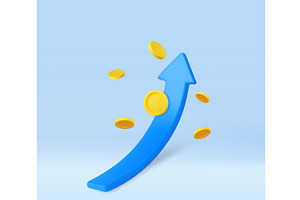 3d growth stock chart with coins, a Finance Illustration by ModVector