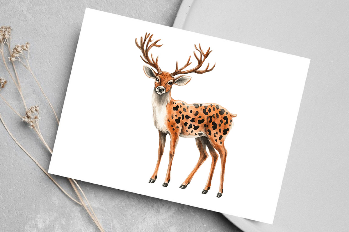 Watercolor Leopard Winter Clipart, an Illustration by Canvas Craft (Photo 6 of 8)