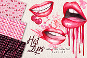 Watercolor Lips Collection, an Illustration by Dapper Dudell (Thumbnail 1 of 7)