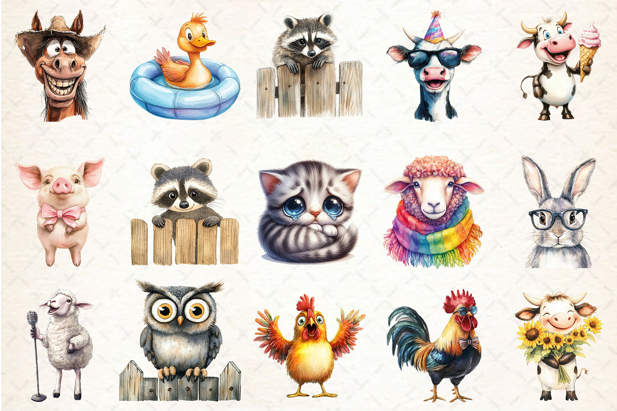 Patchwork Animals Sublimation Clipar, a Seasonal Illustration by Rose Art (Photo 3 of 4)