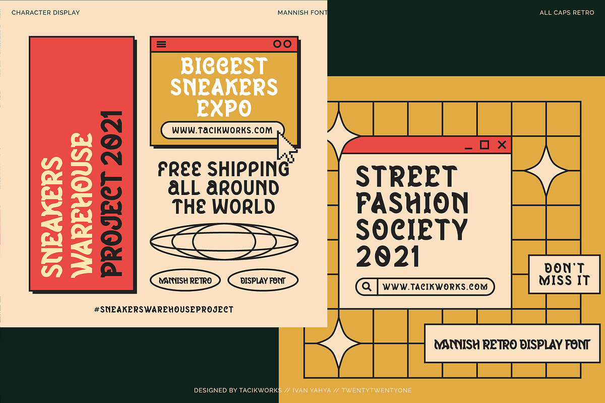 Mannish All Caps Retro Display Font, a Slab Serif Font by Wortfice (Photo 8 of 11)