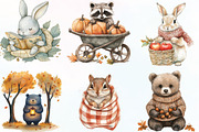 Watercolor Autumn Animals Clipart, an Illustration by CraftArtStudio (Thumbnail 3 of 6)