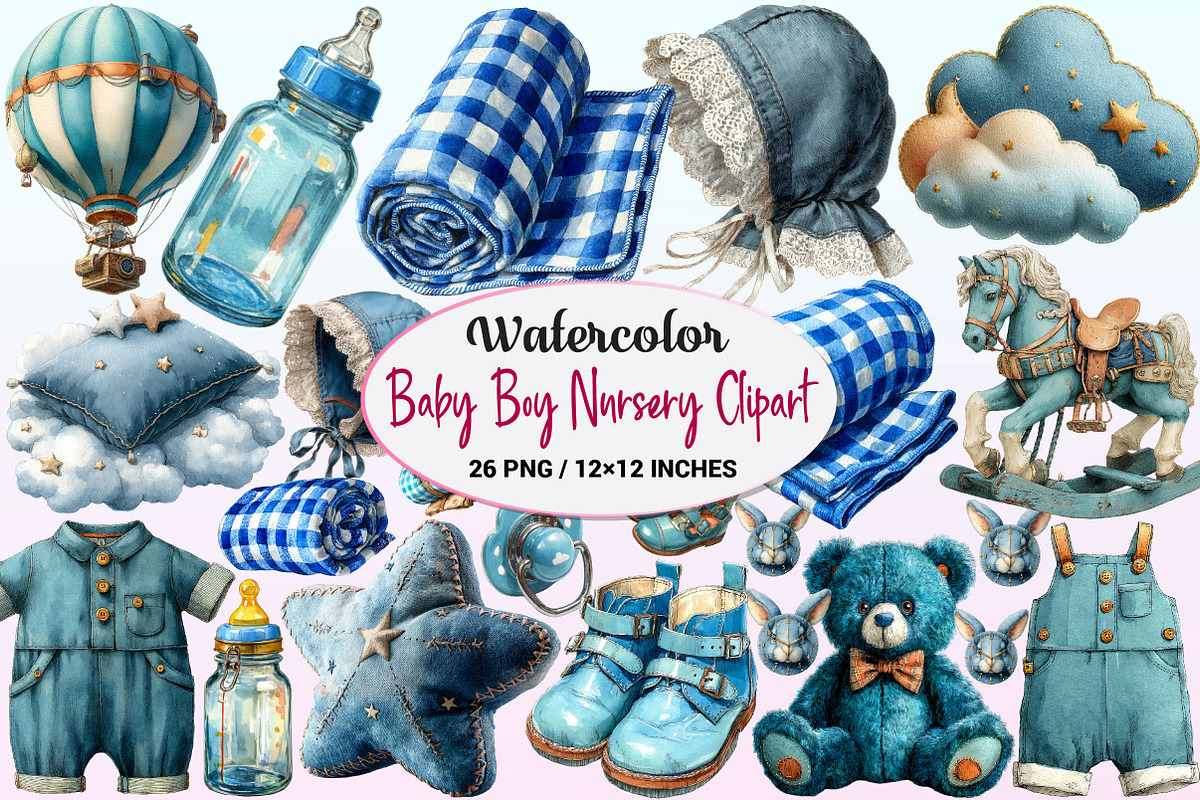 Blue Baby Boy Nursery Clipart, a Graphic by CitraGraphics (Photo 1 of 4)