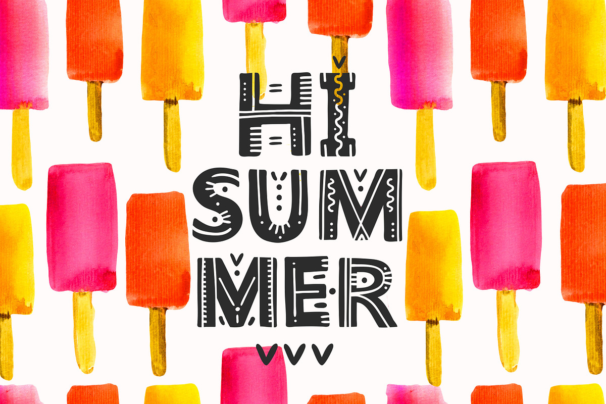 Summer Mood, Watercolor Set With Ice, a Pattern Graphic by Mona Monash (Photo 4 of 13)