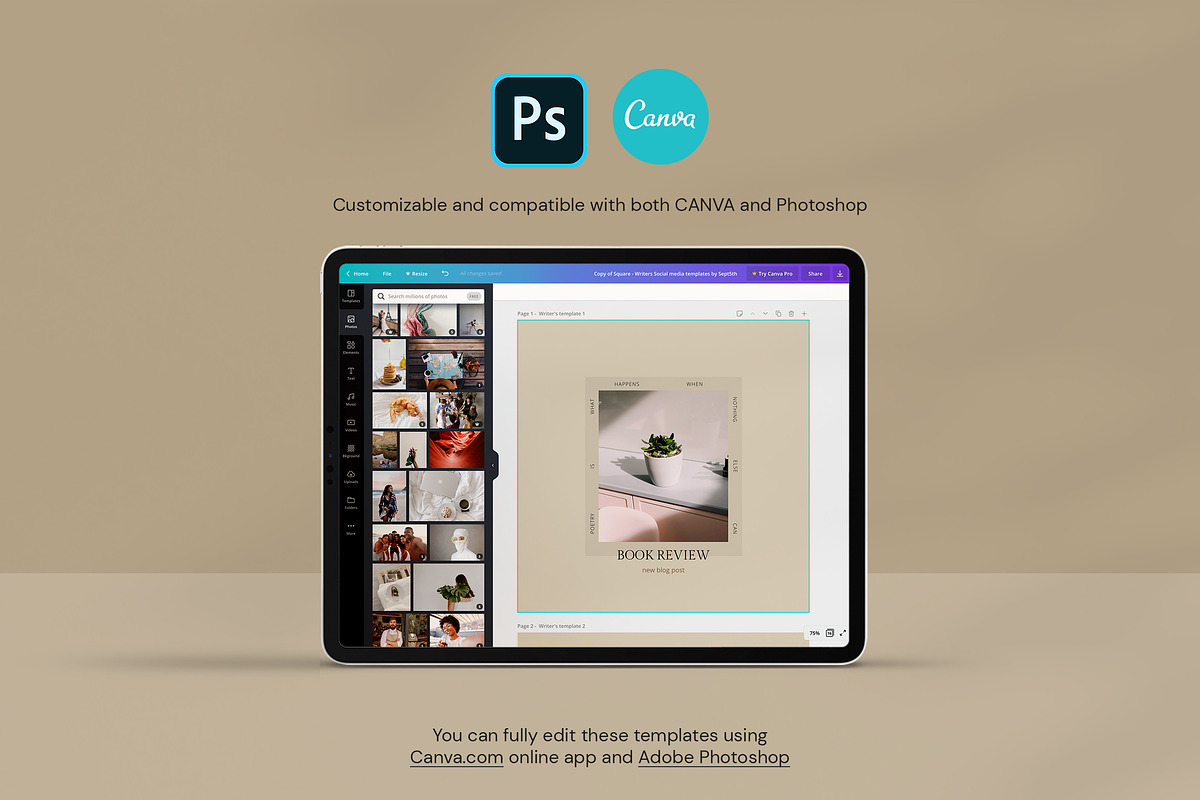 Writers Social Media Pack + Stories, a Social Media Template by September 5th (Photo 2 of 22)