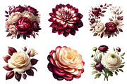Burgundy & Ivory Floral Clipart, an Illustration by Dream Creation (Thumbnail 2 of 7)