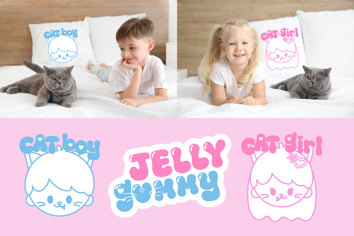 Cat Boy Retro Groovy Font, a Sans Serif Font by Babymimiart (Photo 2 of 7)