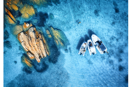 Aerial view of beautiful boats and, a Nature Photo by den-belitsky