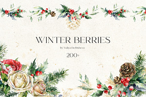 WINTER BERRIES Watercolor Christmas