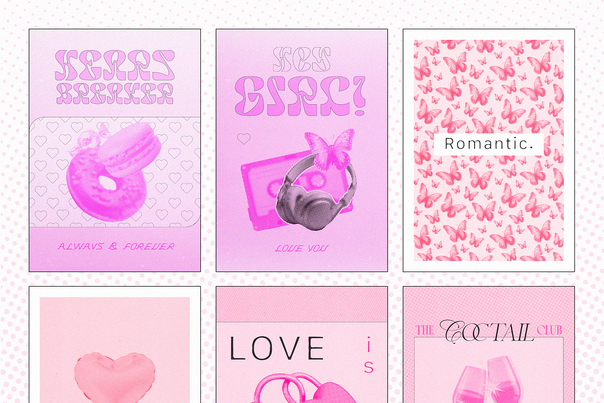 Pink Halftone Collage Elements, an Object Graphic by Animoon (Photo 18 of 19)