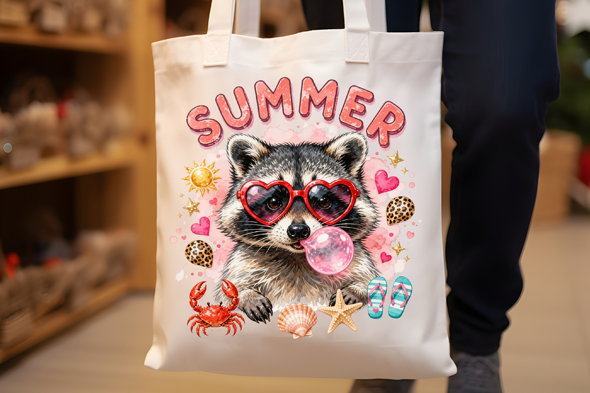 Funny Raccoon Summer Beach PNG, a Work Illustration by Sublimation Artist (Photo 8 of 9)