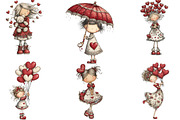 Quirky Valentine Girl Clipart, an Illustration by Designking (Thumbnail 2 of 5)