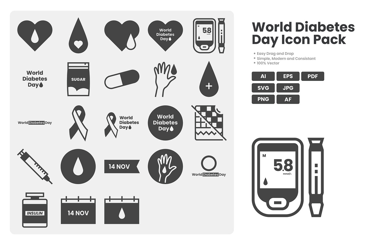 World Diabetes Day, a Solid Icon by erifqizeicon (Photo 2 of 3)