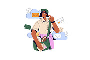 Postmen delivering letters, mail set, a Person Illustration by PaperTrident (Thumbnail 11 of 13)