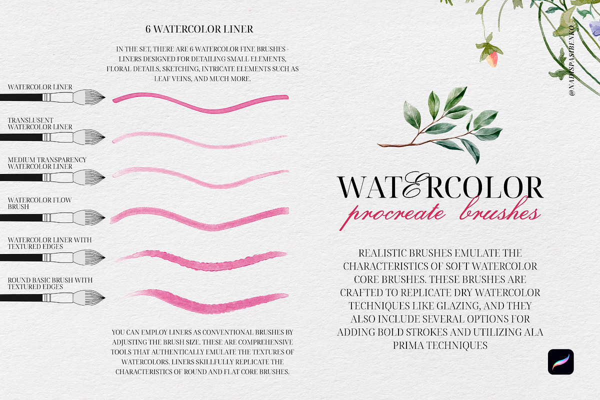 Watercolor Realistic Soft Brushes, a Brush Add-On by Spasibenko Art (Photo 2 of 14)