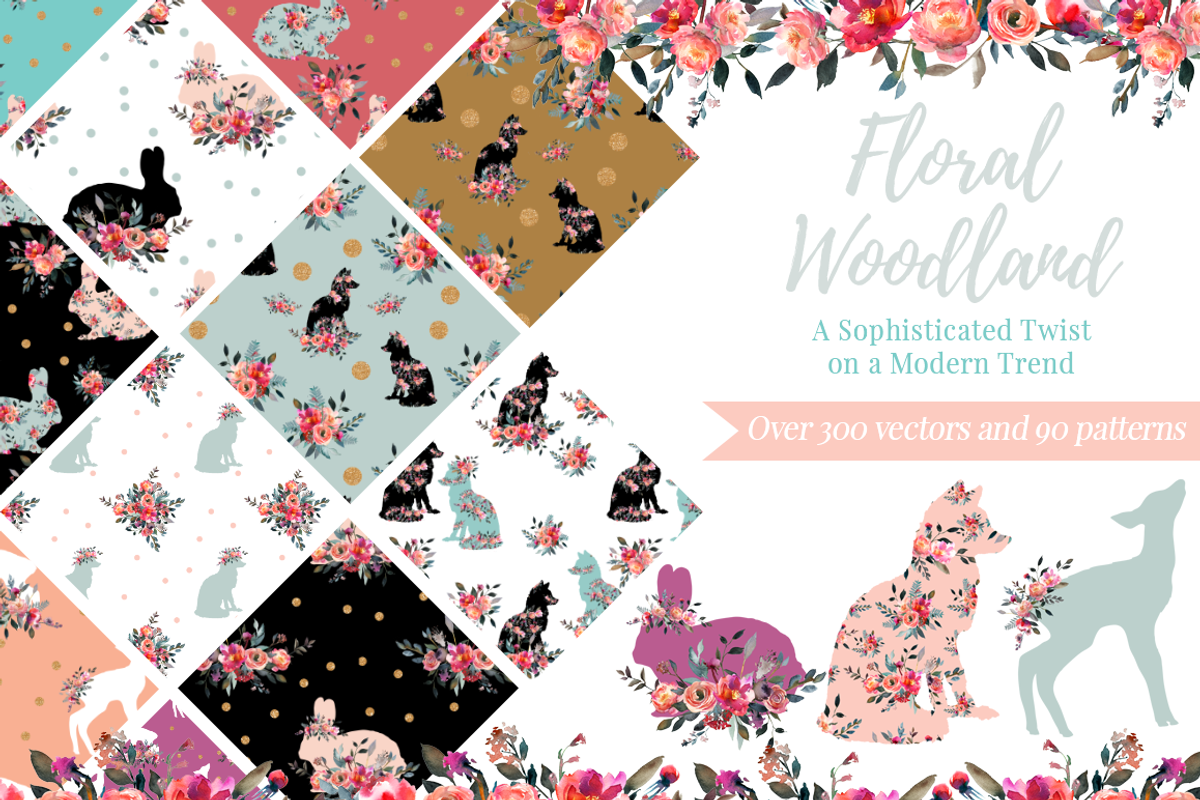 64% OFF! Floral Woodland Bundle, a Pattern Graphic by TheLegacyBrandingCo (Photo 1 of 14)