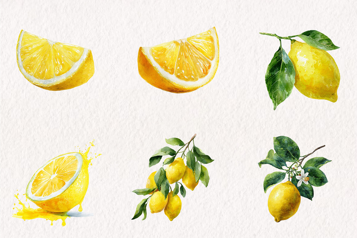 Watercolor Lemon Clipart, an Illustration by CreationArt (Photo 5 of 7)