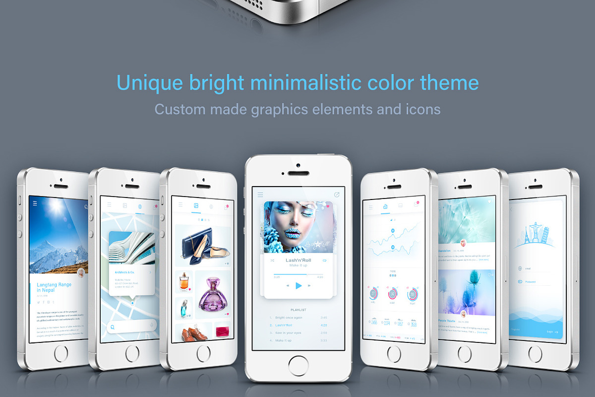 Flat UI Pack 1, an iPhone Mockup by Vectorminator (Photo 2 of 20)