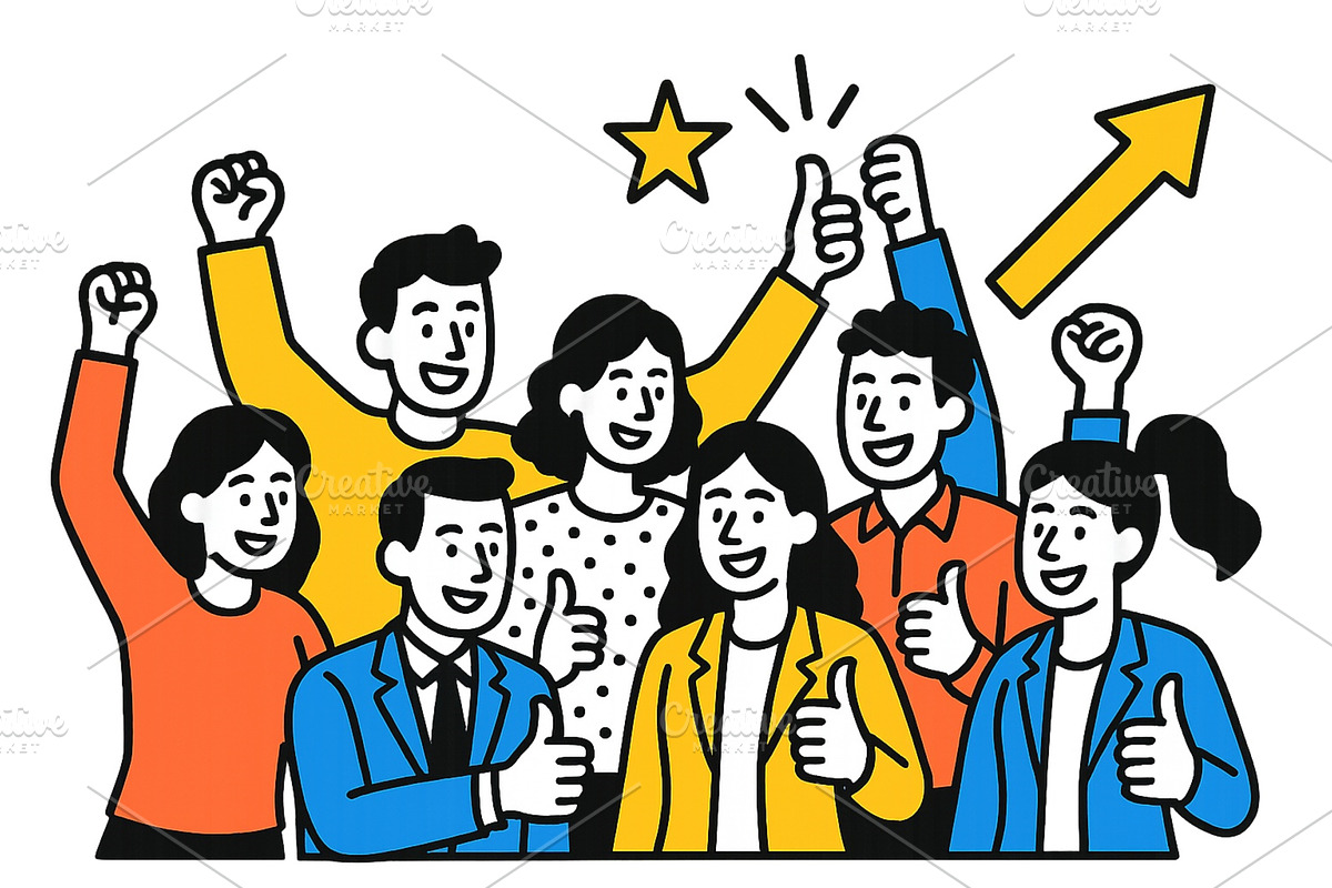 Team celebrating success with, a Person Illustration by ZinetroN