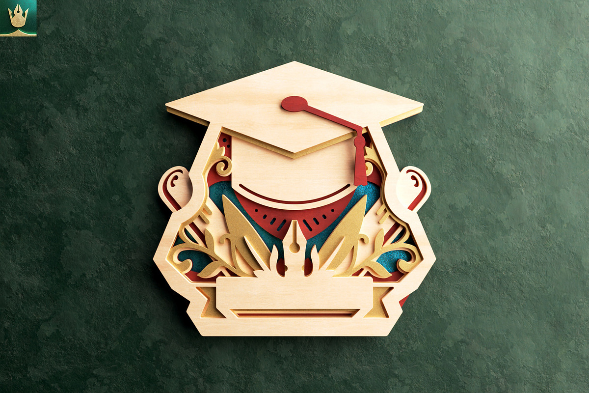Graduation Cap Wall Art 3D Layered, an Object Illustration by pixaroma (Photo 6 of 8)