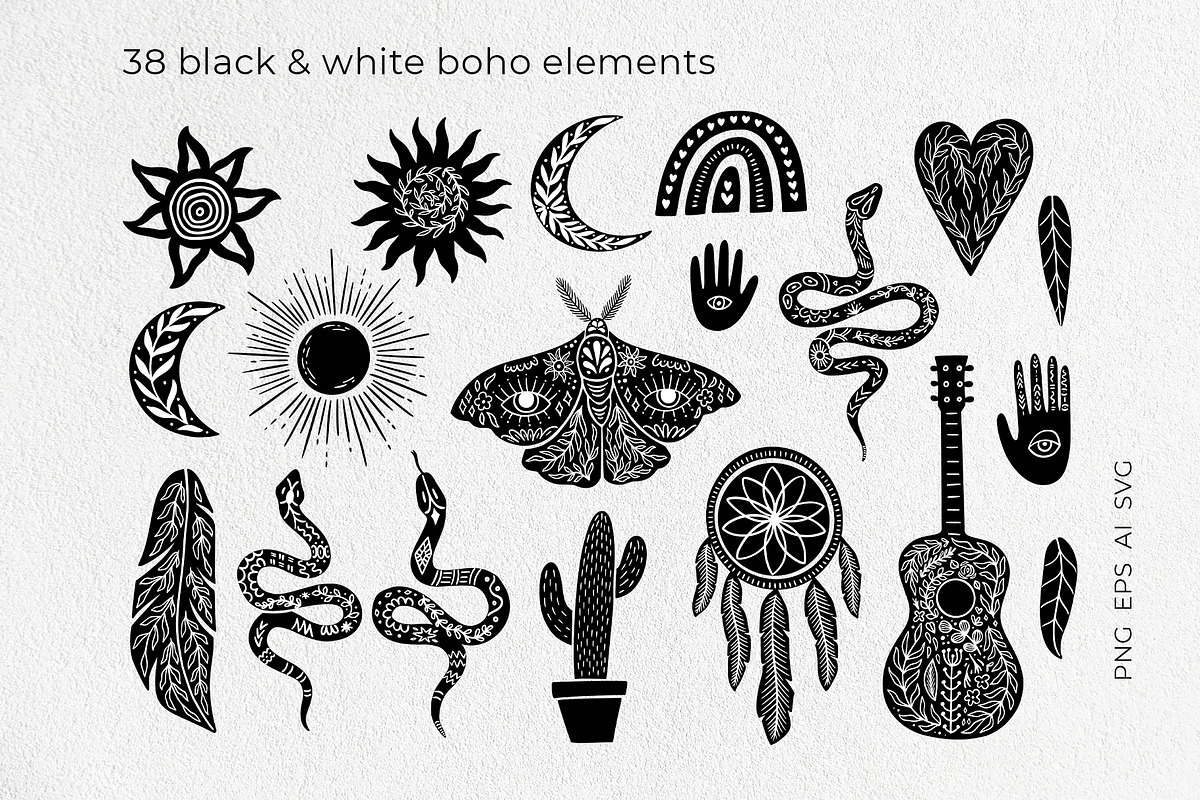 Boho linocut vector collection, an Object Graphic by Yamurchik (Photo 10 of 14)