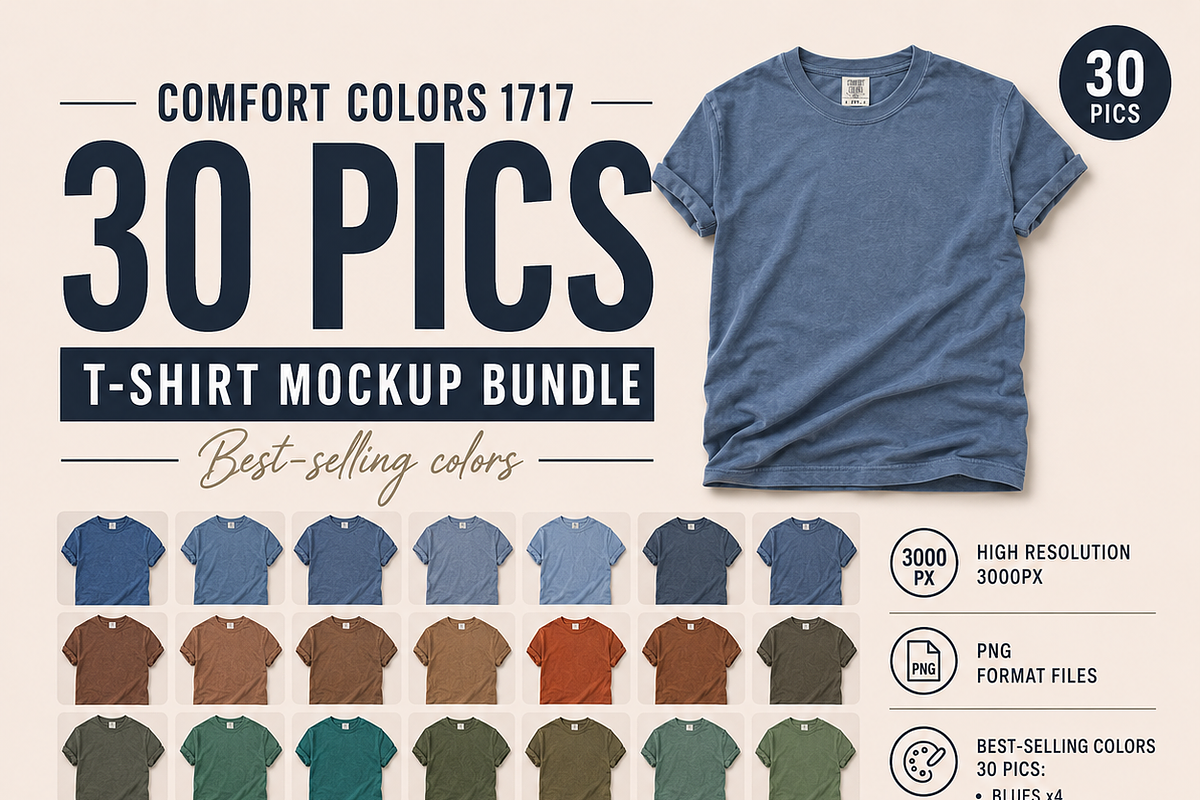 59 Comfort Colors 1717 Mockup Bundle, a Shirt Mockup by ElDesignState (Photo 2 of 7)