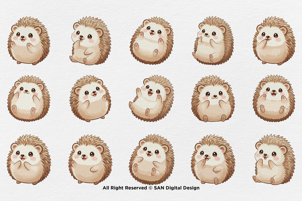 15 Bundle Watercolor Baby Hedgehog, an Animal Illustration by Morspective (Photo 8 of 8)