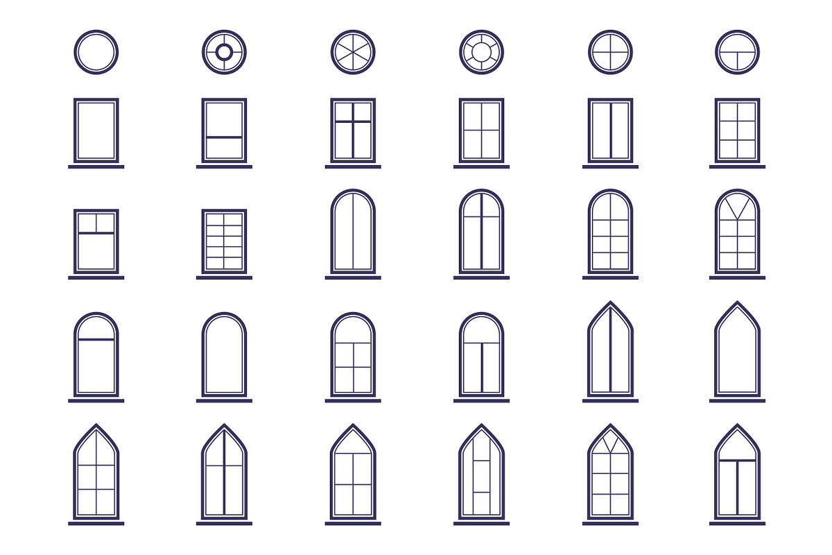Different types of windows, an Outline Icon by Elegant Solution