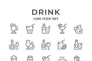 Set line icons of drink, an Outline Icon by motorama
