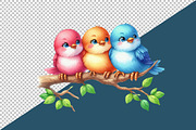 Funny Colorful Birds Watercolor Png, an Illustration by Creative Art (Thumbnail 4 of 6)