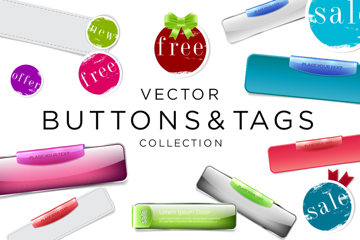 Vector buttons and tags collection, a Templates & Theme by lissius (Photo 1 of 7)