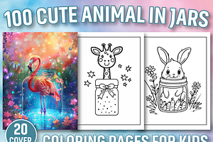 100 Cute Animal in Jars Coloring, an Animal Illustration by Design Station