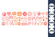 Retro Positive Doodle Clipart, an Illustration by designvectx (Thumbnail 1 of 3)
