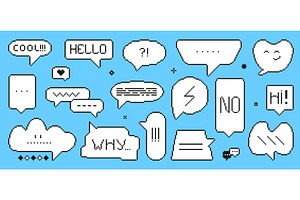Pixel art speech bubbles. Dialogue, a Technology Illustration by Valerie Bodnar