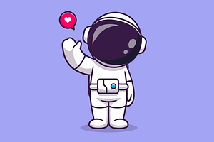 Cute Astronaut Waving Hand Cartoon