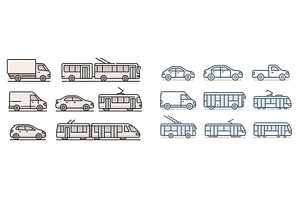 Collection of outline drawings, a Transportation Illustration by ZinetroN