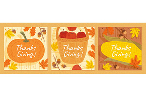 Autumn Harvest Square Banner Set