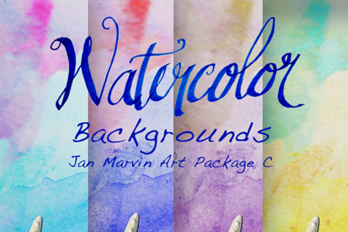 Watercolor Backgrounds with Starfish, a Product Mockup by Jan Marvin 'Art of Joy' (Photo 6 of 6)