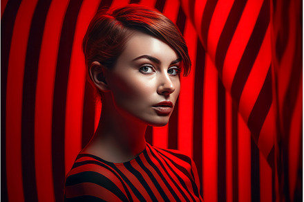 Glamour model portrait on red, a Person Photo by Ylivdesign