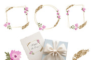 Pink Peony & Gold Frames Clipart, an Object Graphic by Nadia Semyroz (Thumbnail 3 of 7)