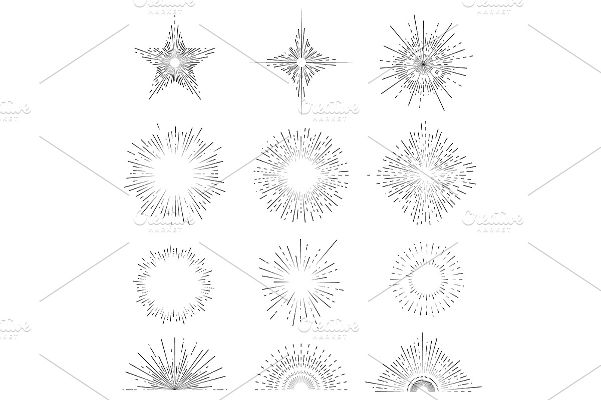 Retro Sunburst Signs Thin Line Icon, an Outline Icon by Bigmouse_art (Photo 1 of 14)