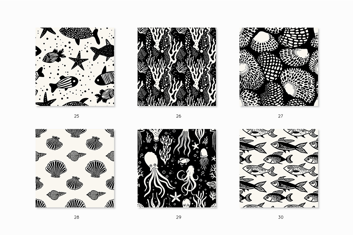 Underwater Seamless Patterns Bundle, a Pattern Graphic by Curly_Pat (Photo 7 of 15)