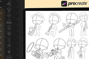 50 Procreate Chibi Musician Stamps