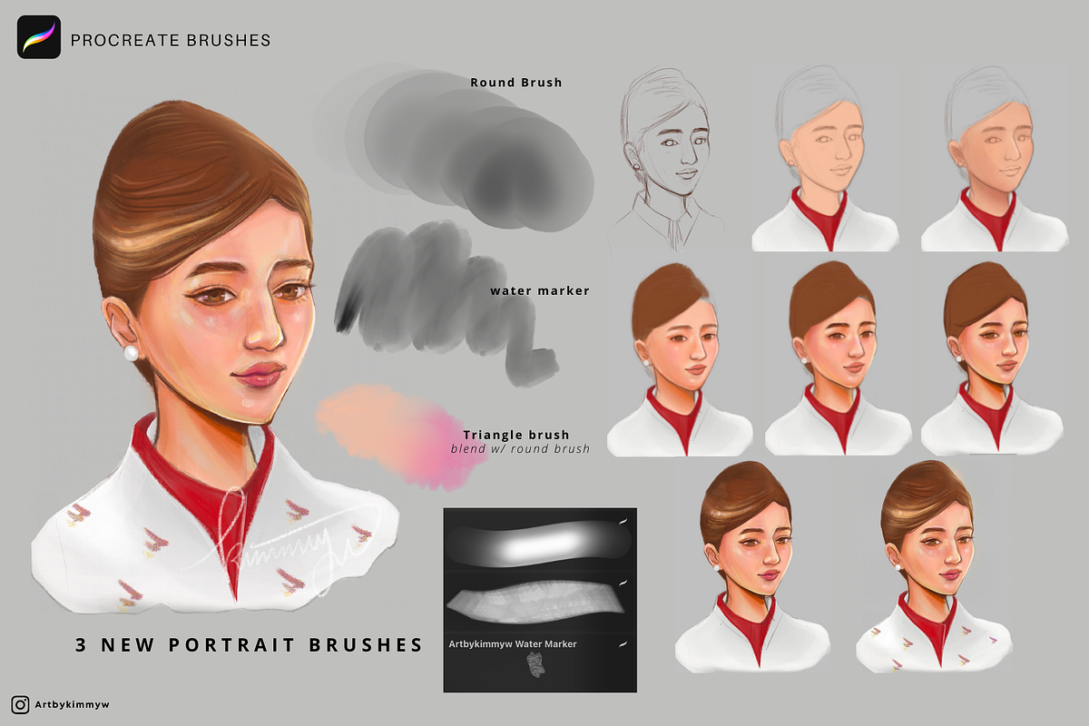 Procreate Portrait Brushes Bundle, a Brush Add-On by Artbykimmyw (Photo 5 of 12)