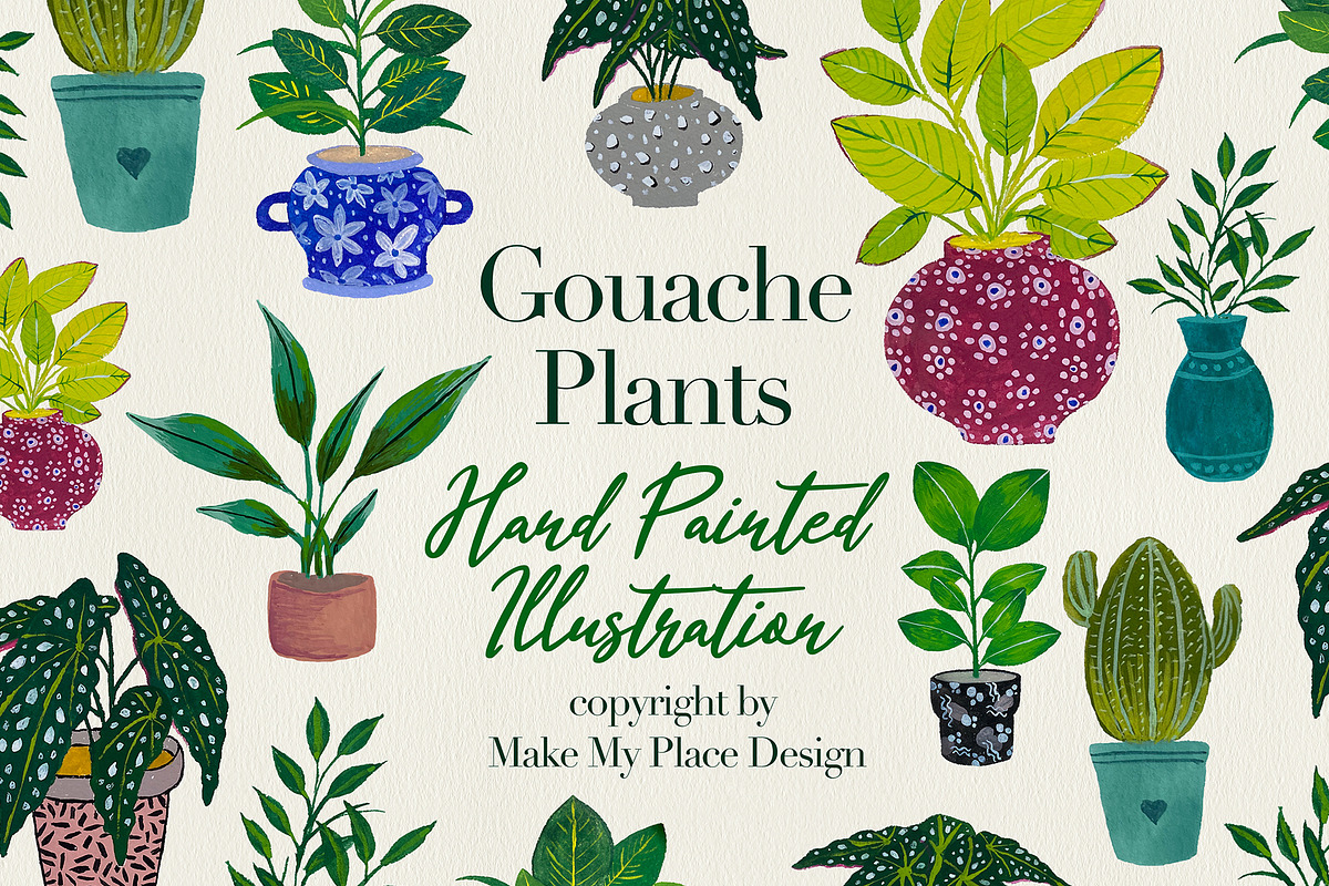 Watercolor Gouache Plants Leaves PNG, an Illustration by MakeMyPlaceDesign (Photo 1 of 3)