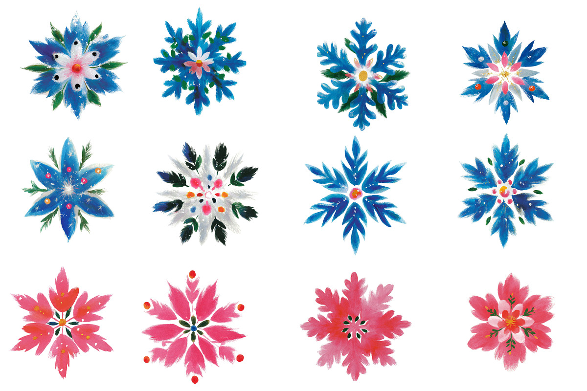 Watercolor Snowflakes Clipart, an Illustration by Designworld (Photo 2 of 5)