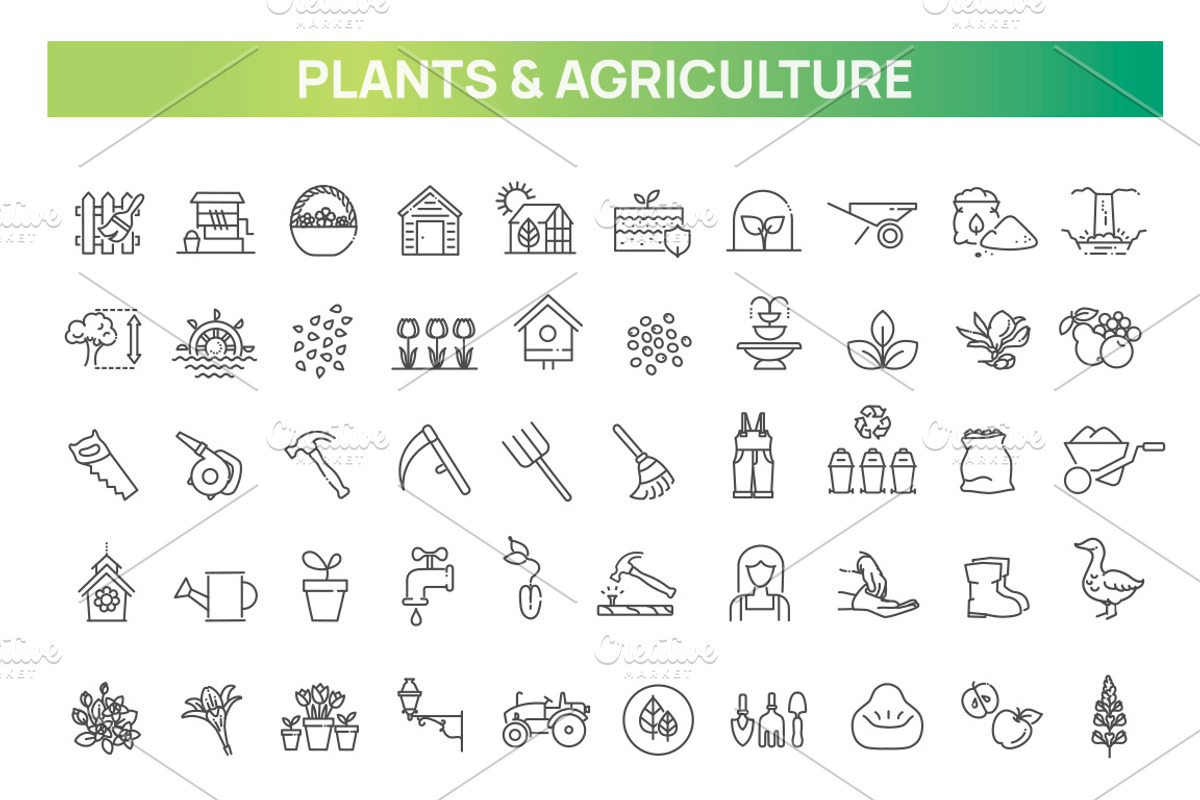 Gardening Line Icons Collection, an Outline Icon by Tettygreen (Photo 1 of 2)