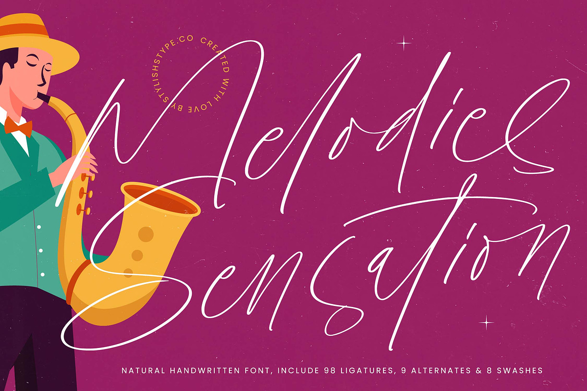 Melodies Sensation Natural Font, a Script Font by stylishtype.co (Photo 1 of 20)