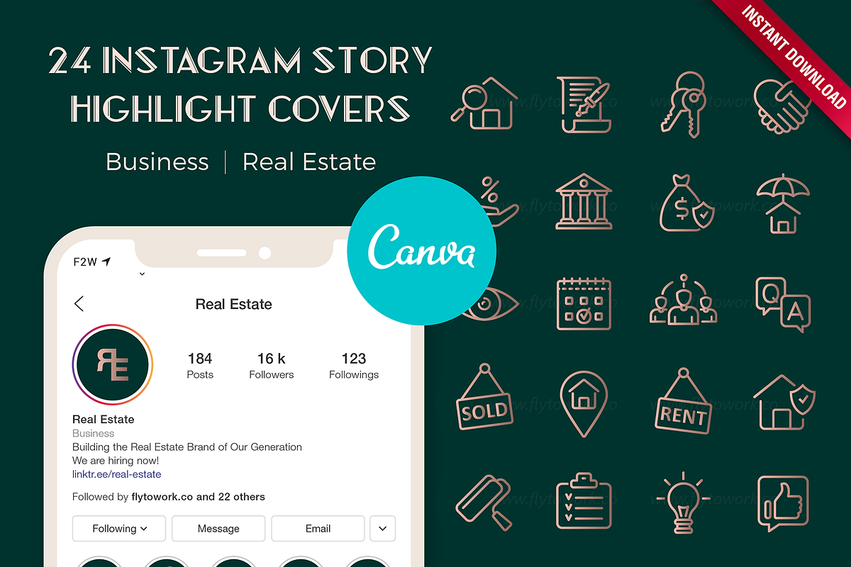Real Estate Instagram Story Icons, an Outline Icon by Ninja On Deck (Photo 1 of 4)