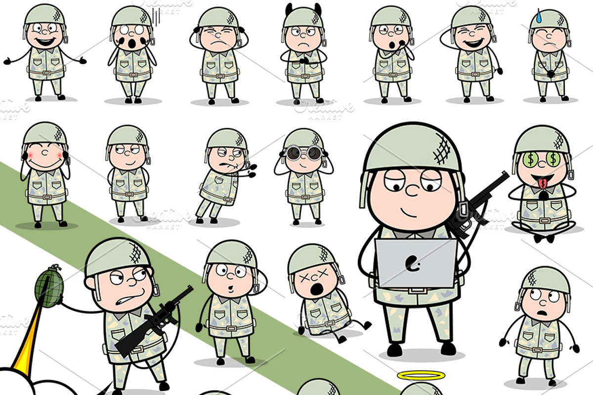 Army Man ~ Cartoon Character Set, a Person Illustration by The Toon Company (Photo 2 of 7)